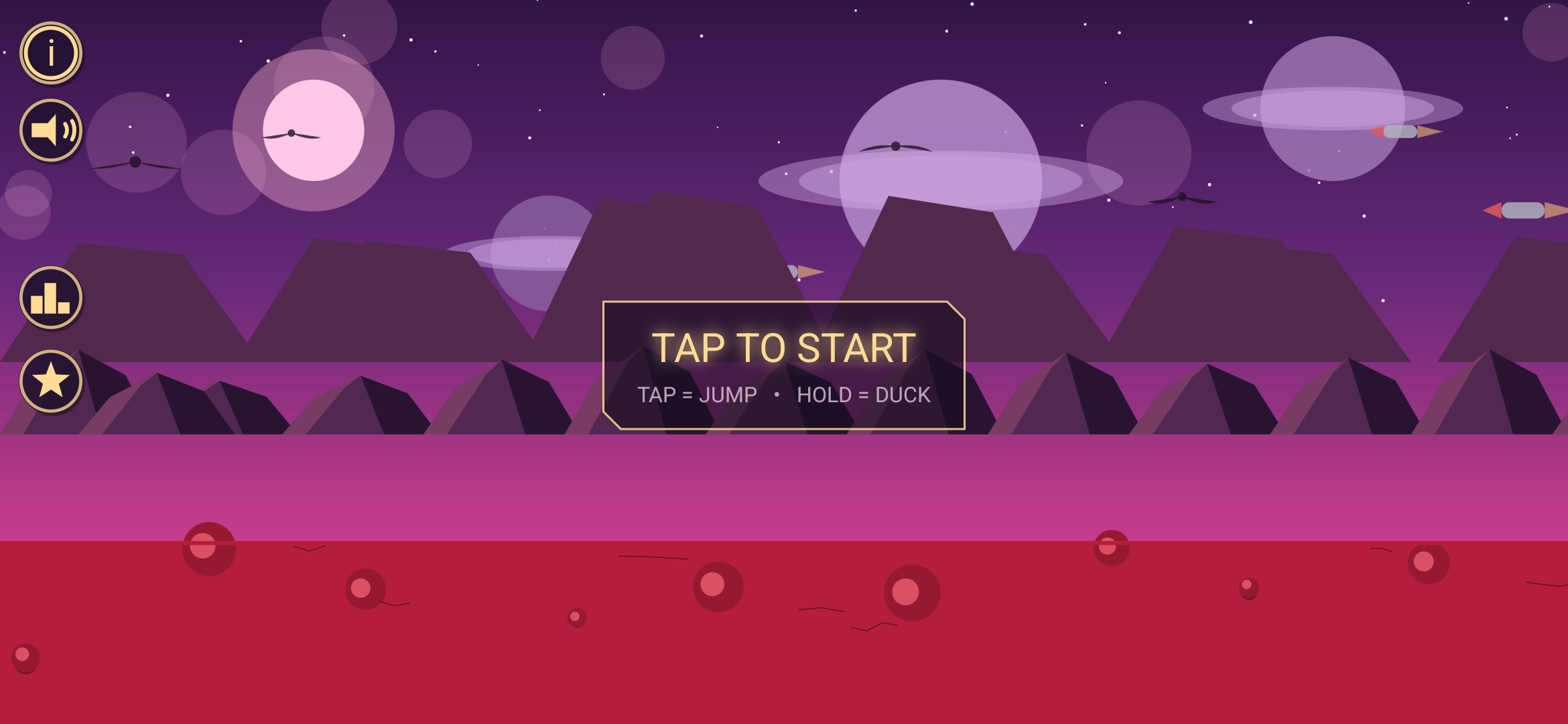 Alien Runner title screen with TAP TO START prompt